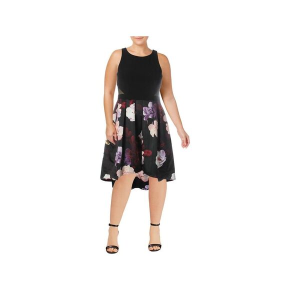 XSCAPE Womens Slitted Sleeveless Scoop Neck Maxi Evening Sheath Dress